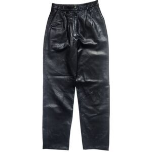 Vintage 90s Wilsons Leather Expresso Brown High Waist Taper Carrot Moto Pants 4